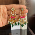 Pink & Green Chandbali Earrings