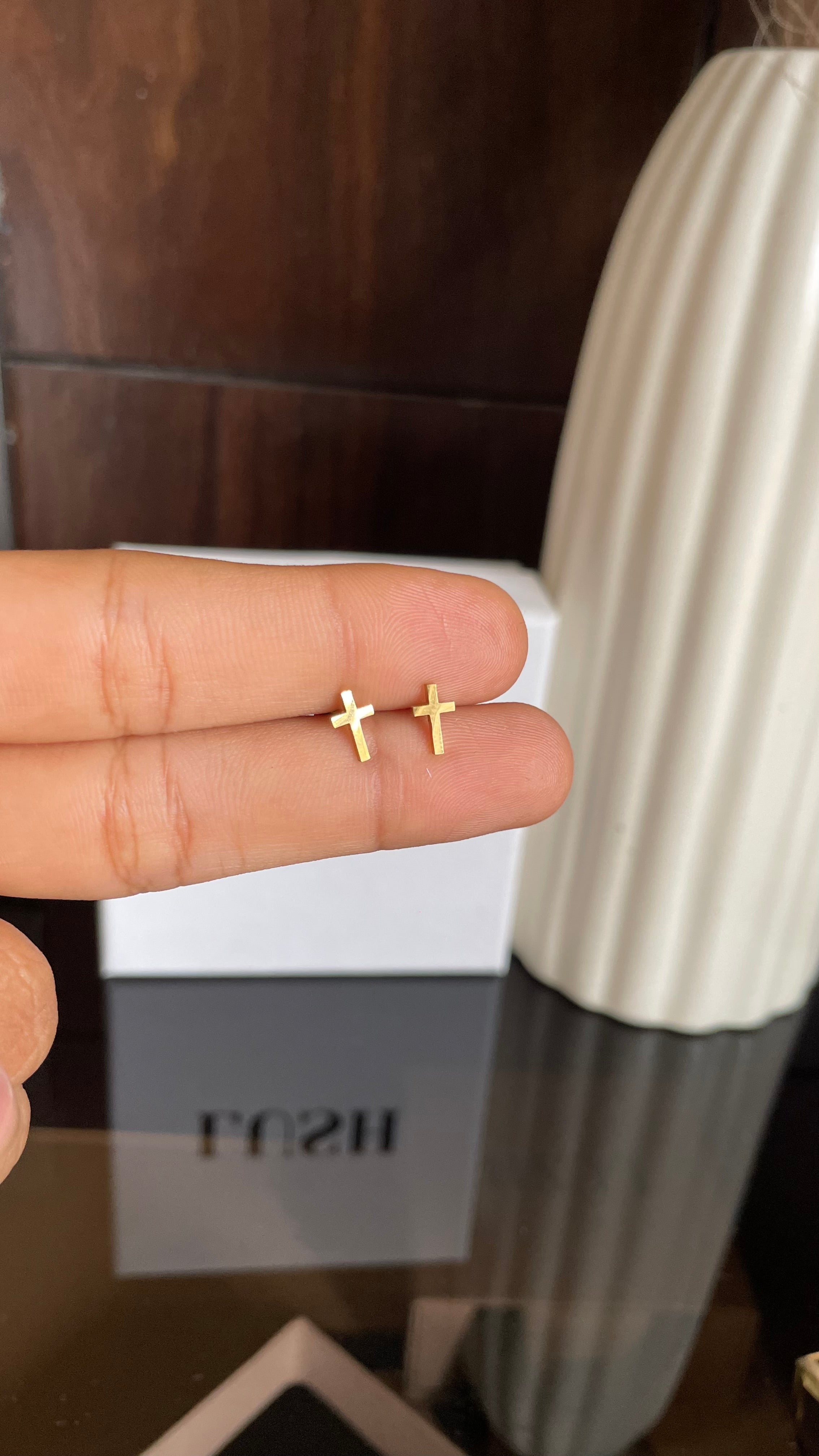 Cross Charm Studs (ball back)
