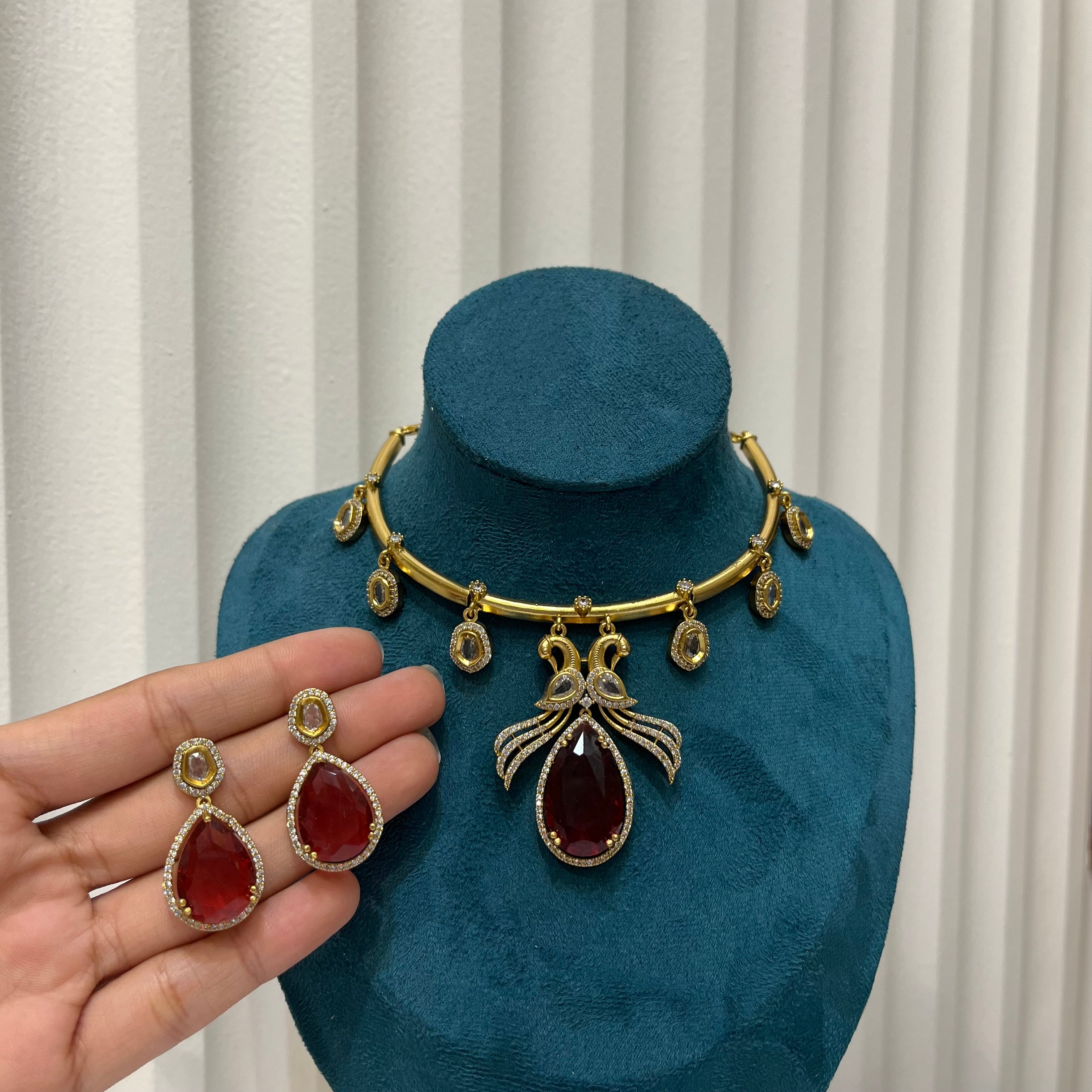 Ruby Royale Peacock Choker Set