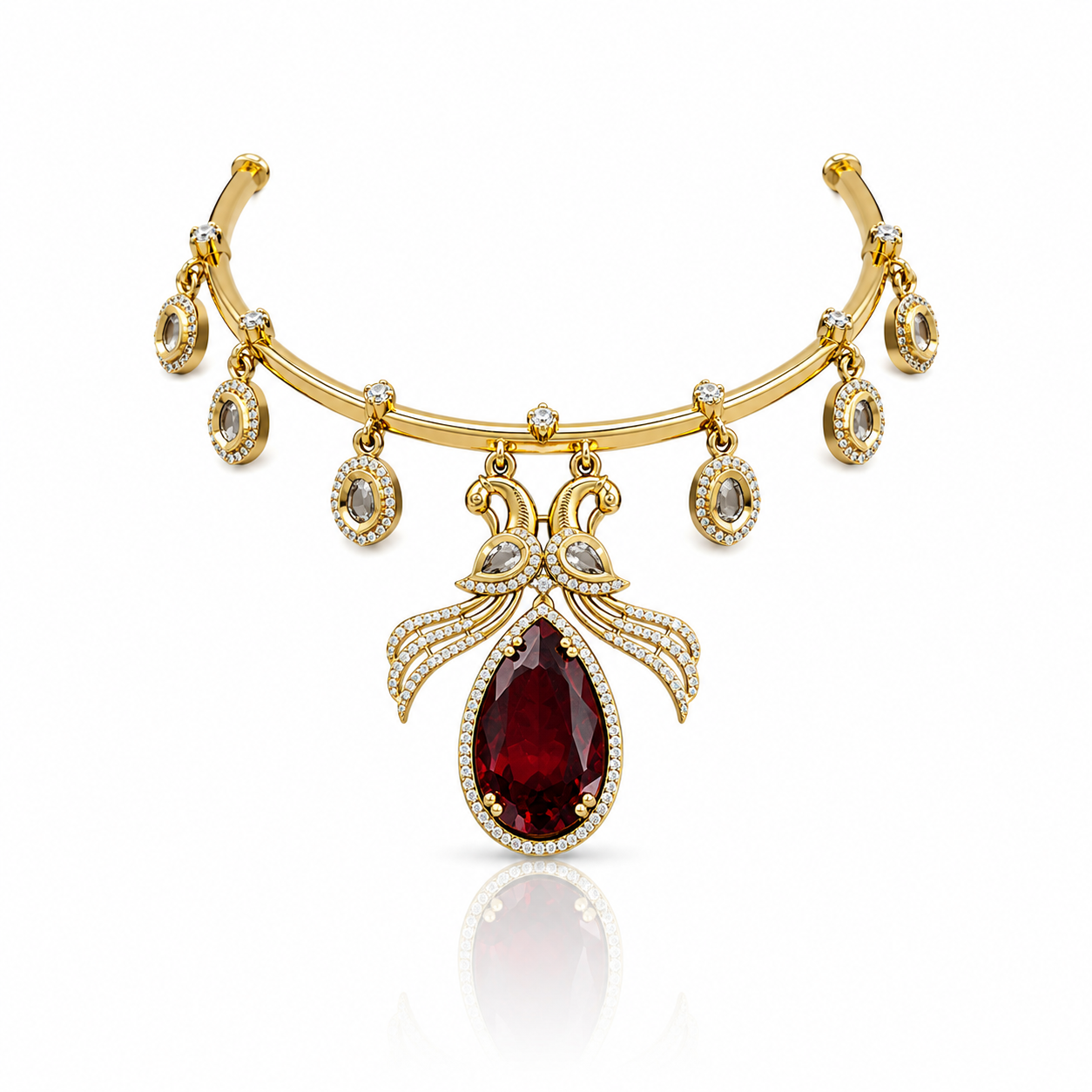 Ruby Royale Peacock Choker Set
