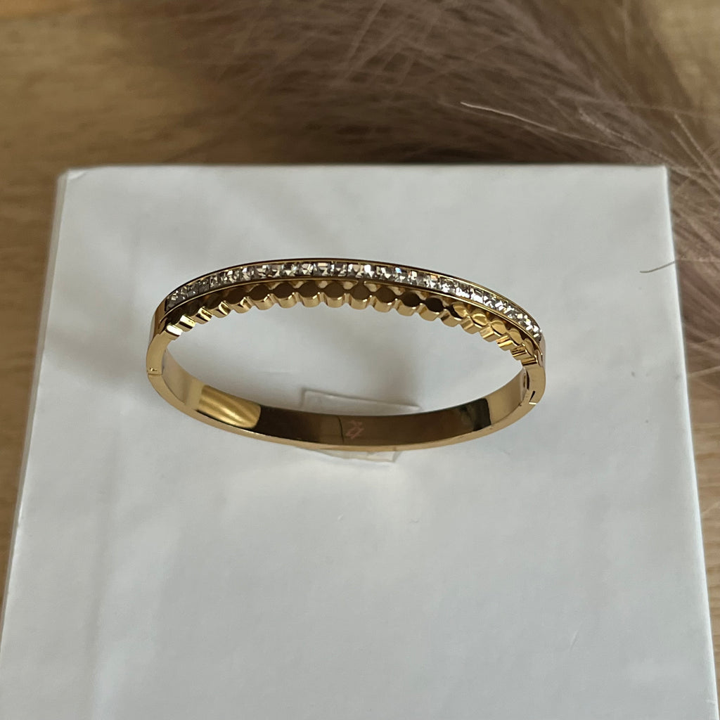 Gold-Tone Crystal Studded Bangle Standard Size