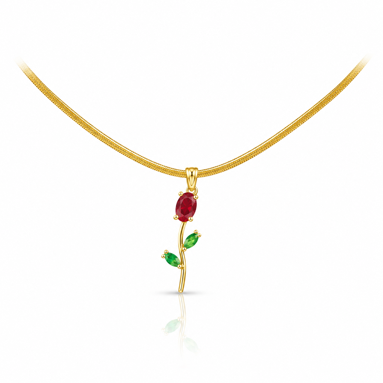 Crimson Rose Pendant Necklace