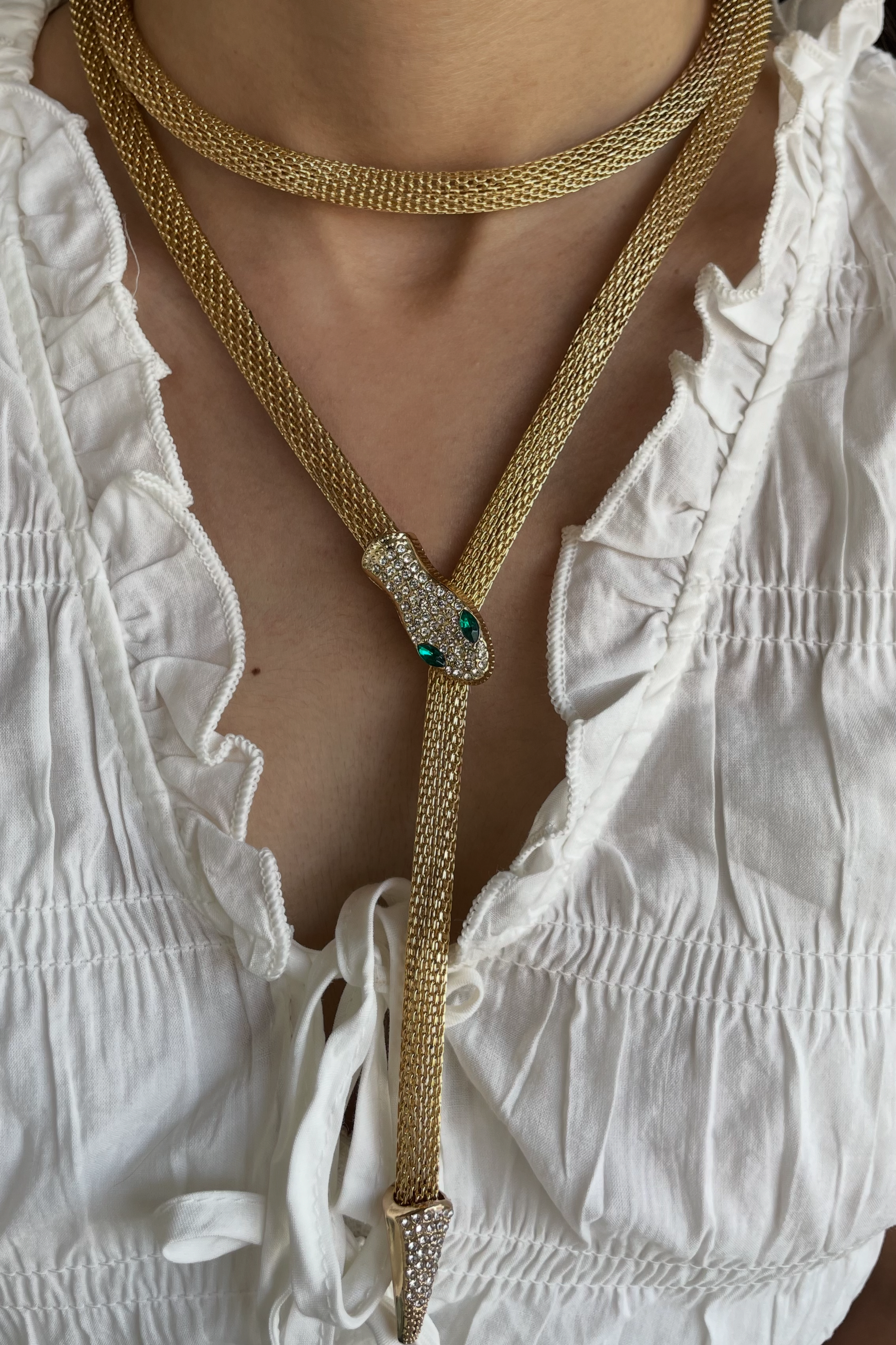 Gold necklace with a decorative clasp