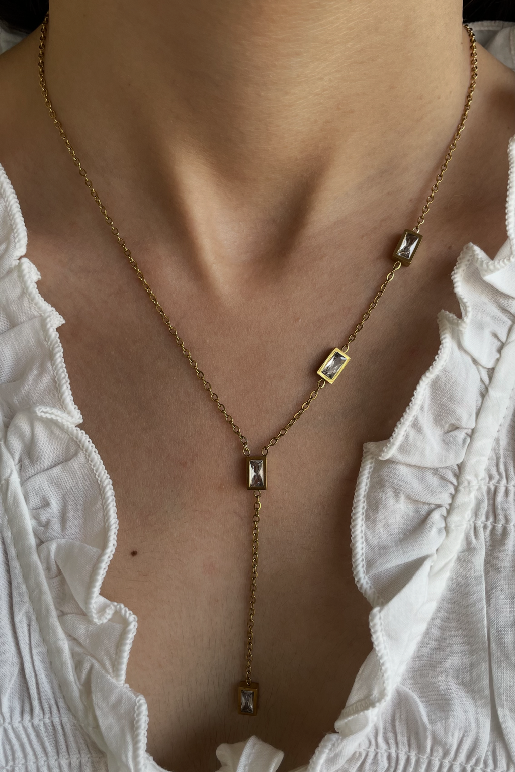 Geometric Crystal Drop Necklace