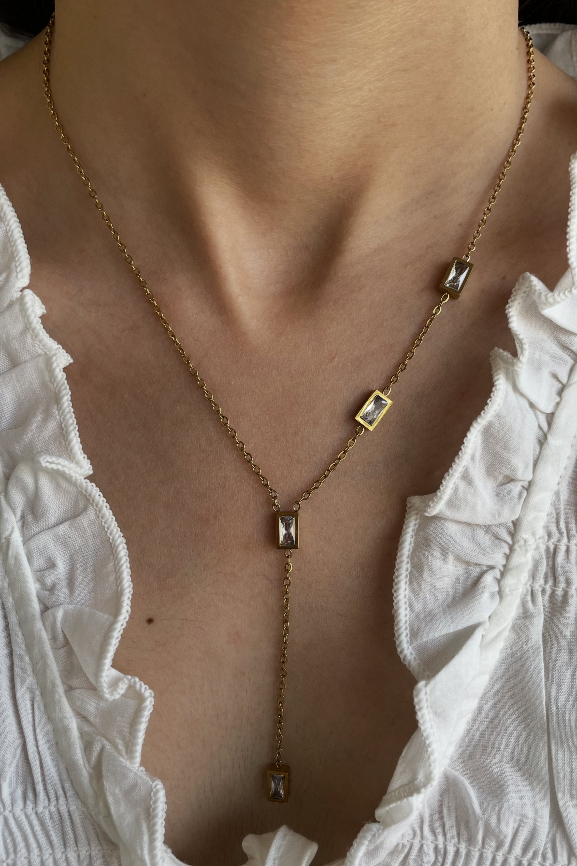 Geometric Crystal Drop Necklace