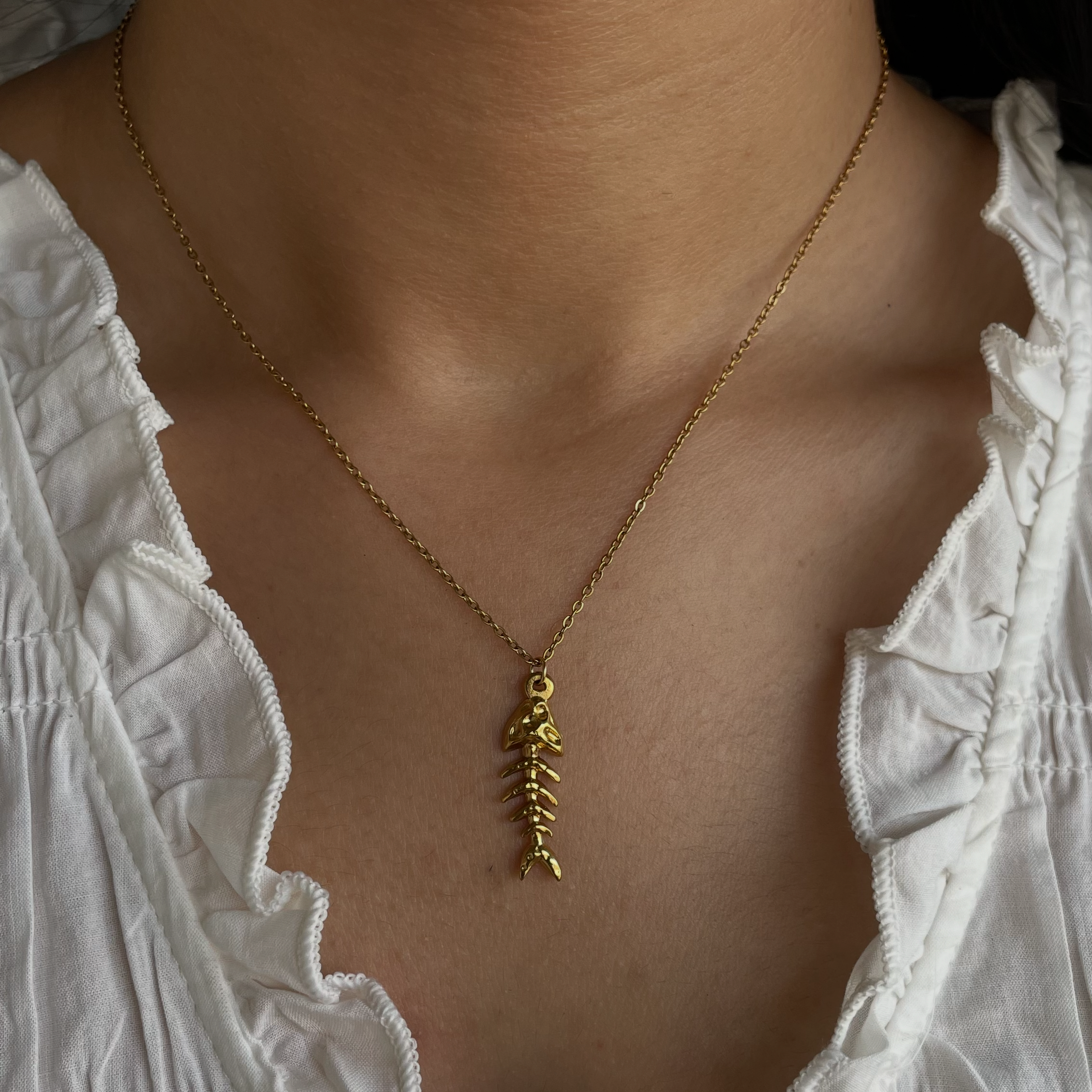 Fishbone Pendant Necklace