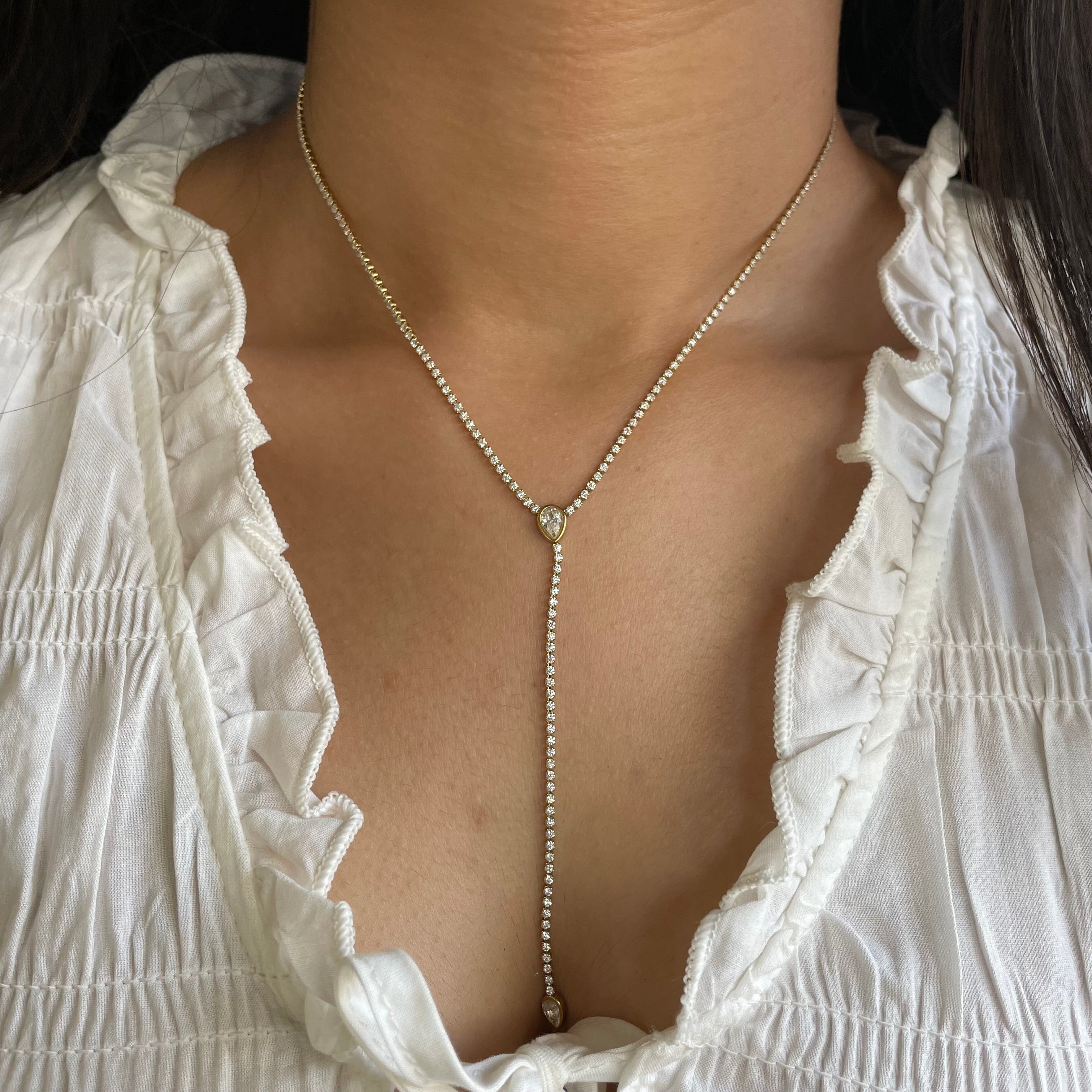 Minimalist Teardrop Crystal Y-Necklace