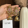 Vintage Gold Kundan & Pearl Jhumka Earrings
