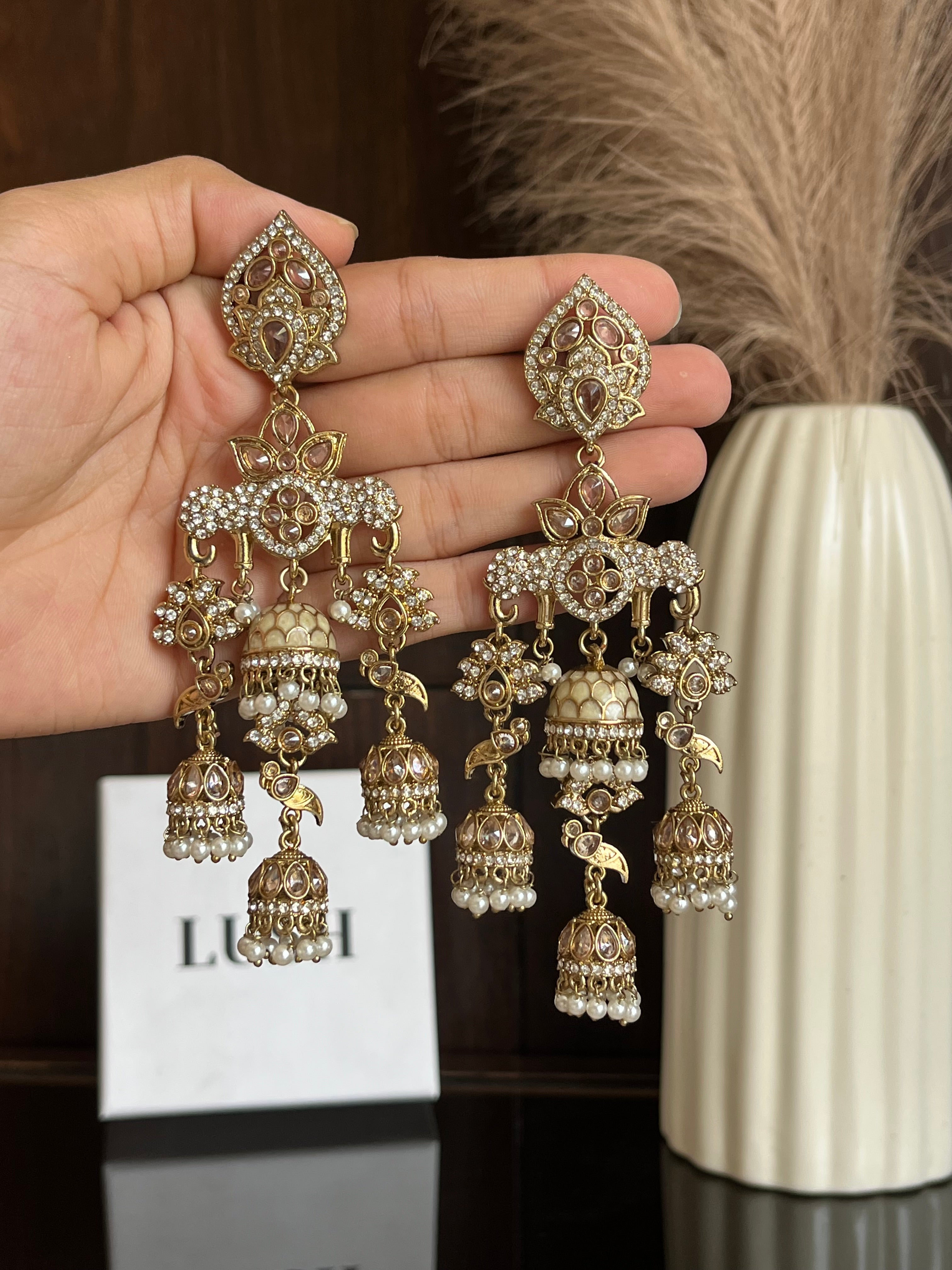 Meenakari Pankh Jhumkas