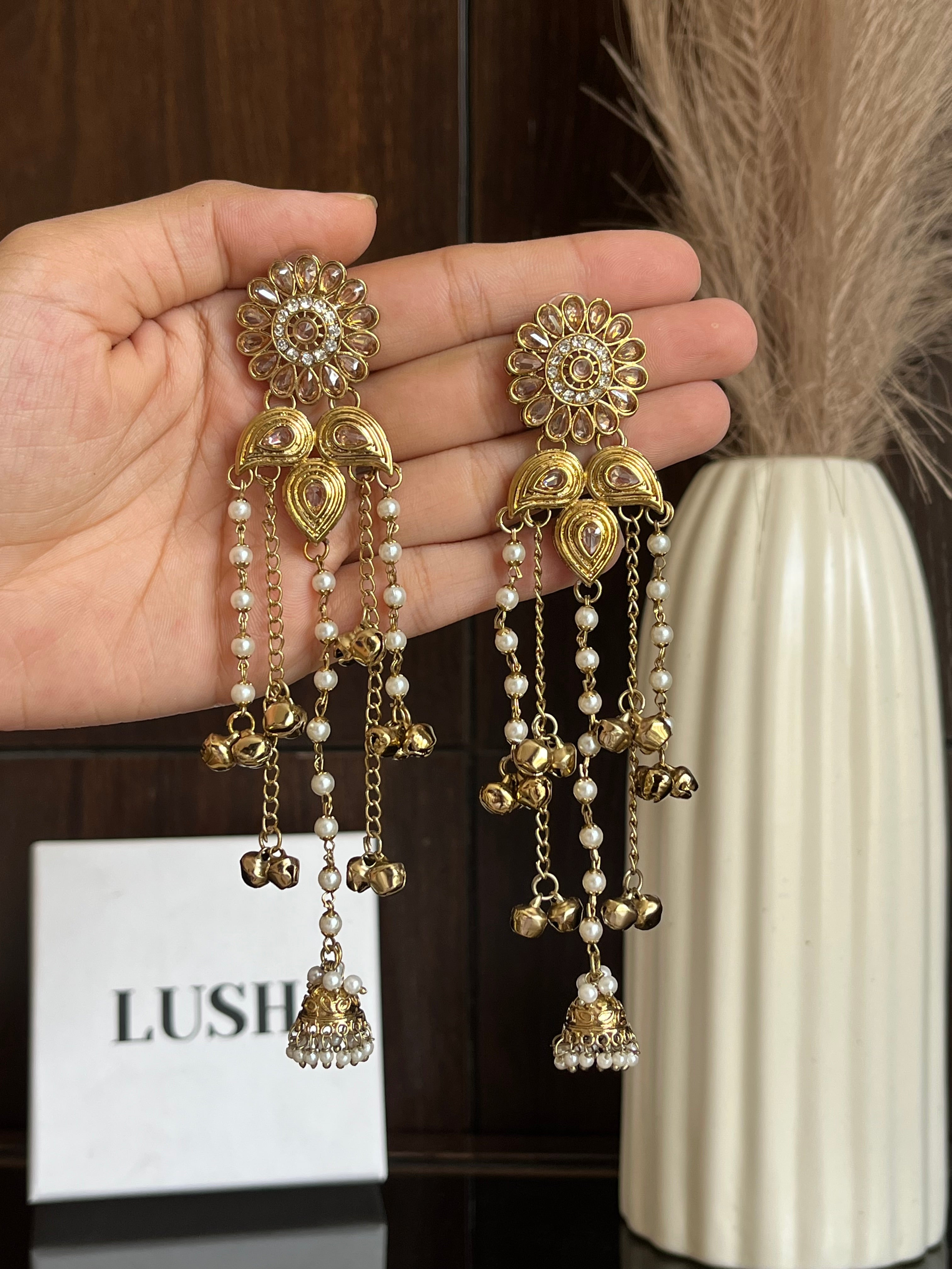 Floral Ghungroo Drop Earrings