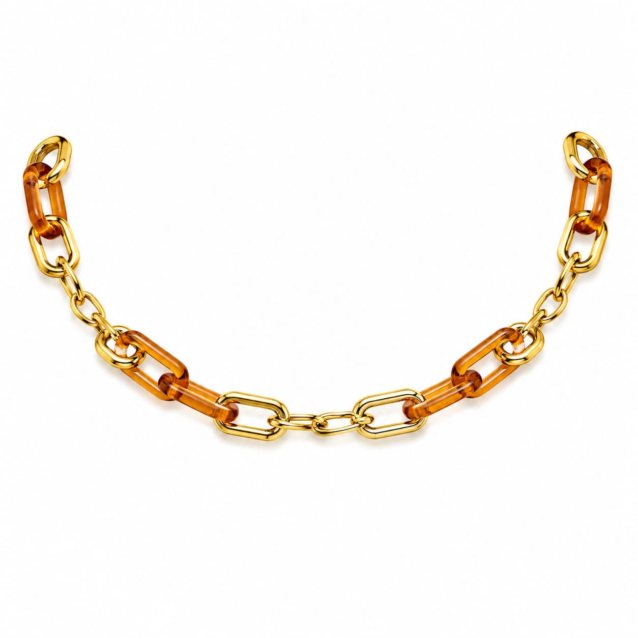 Modern Tortoise-Shell & Gold Link Necklace
