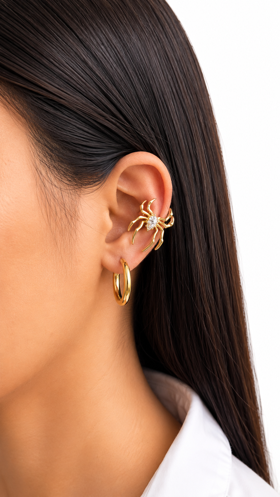 Crystal Spider Ear Cuff