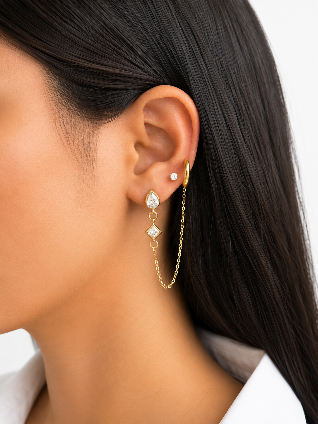 Linked Chain Draping Earring