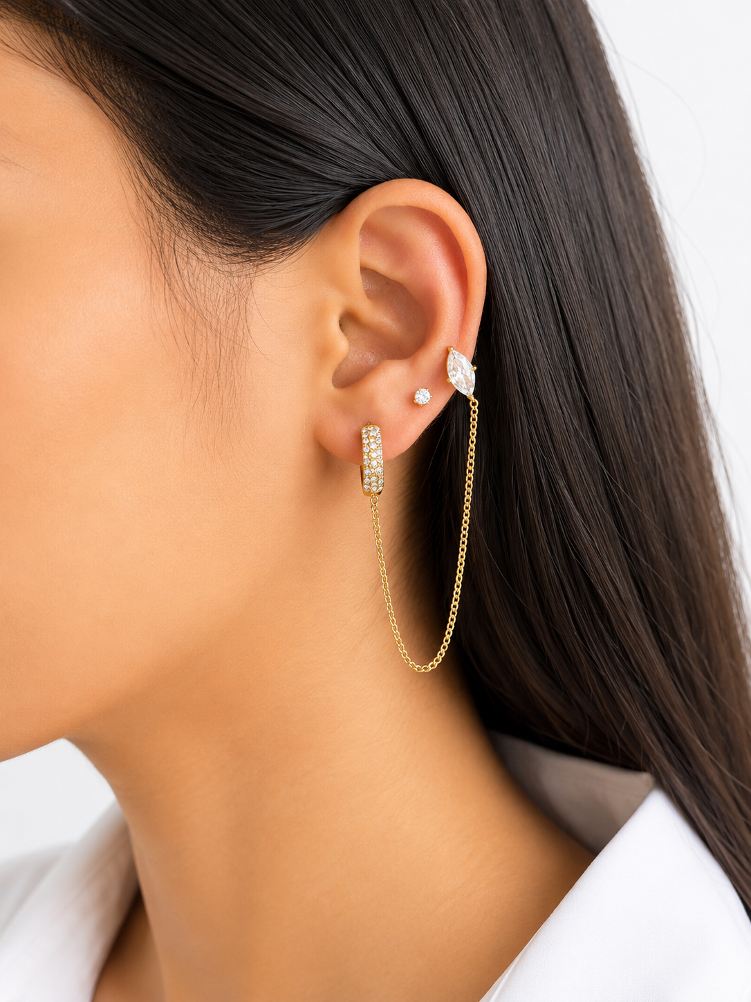 Marquise Cartilage Link Earring