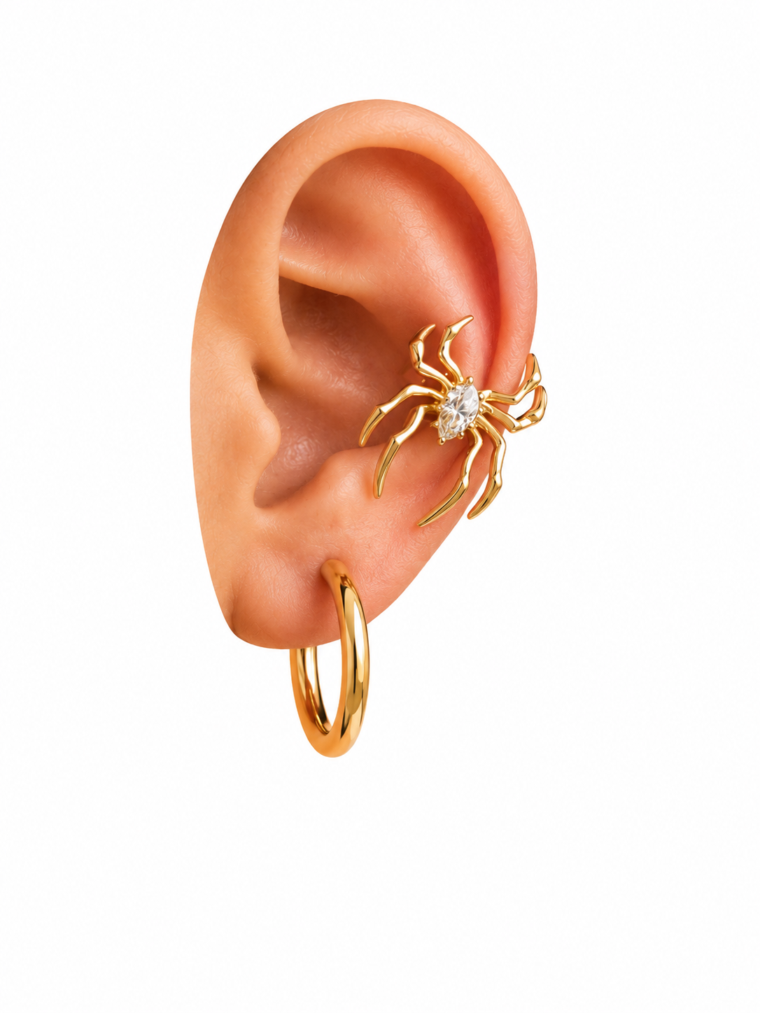 Crystal Spider Ear Cuff