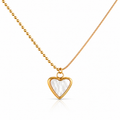Gold-Bordered Pearl Heart Necklace
