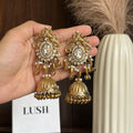 Vintage Gold Kundan & Pearl Jhumka Earrings